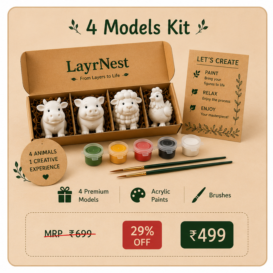 4 Models Kit – Farm Animal Painting Kit